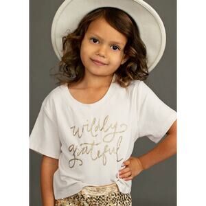 Joyfolie Mia Joy Wildly Grateful Tee in Gardenia Girl’s Size 4